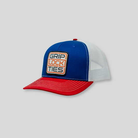 GripLockTies Trucker Hat - Red, White, Blue