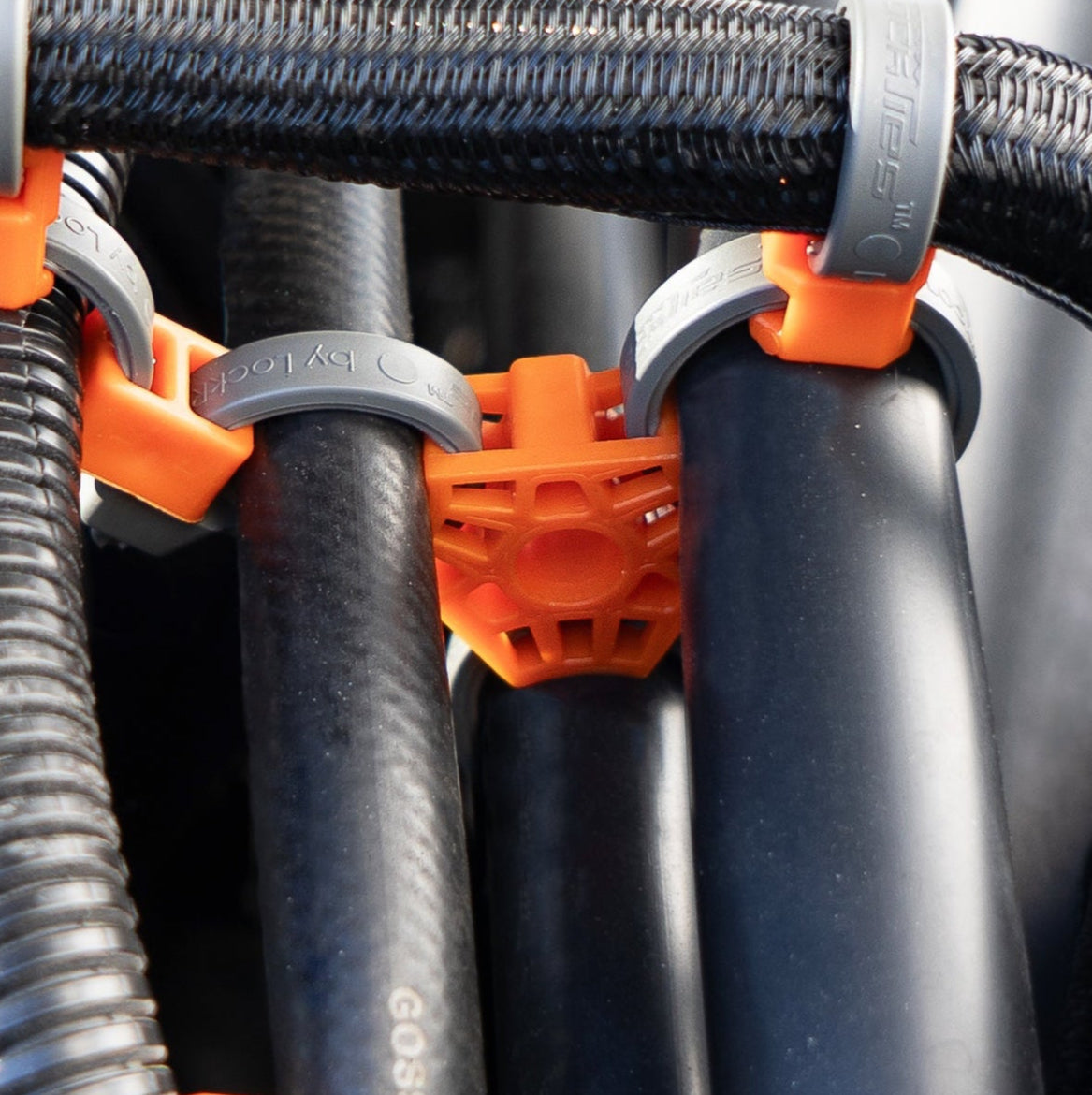 Close-up of a vehicle engine with visible components and wiring.
