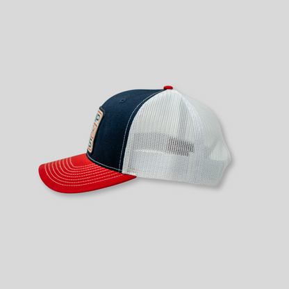 GripLockTies Trucker Hat - Red, White, Grey