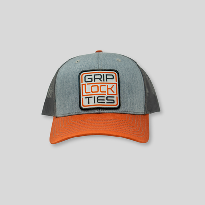 GripLockTies Trucker Hat - Grey, Orange