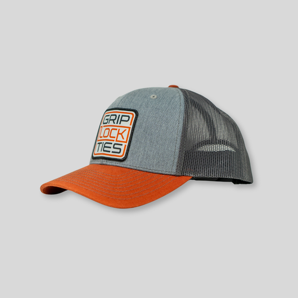GripLockTies Trucker Hat - Grey, Orange