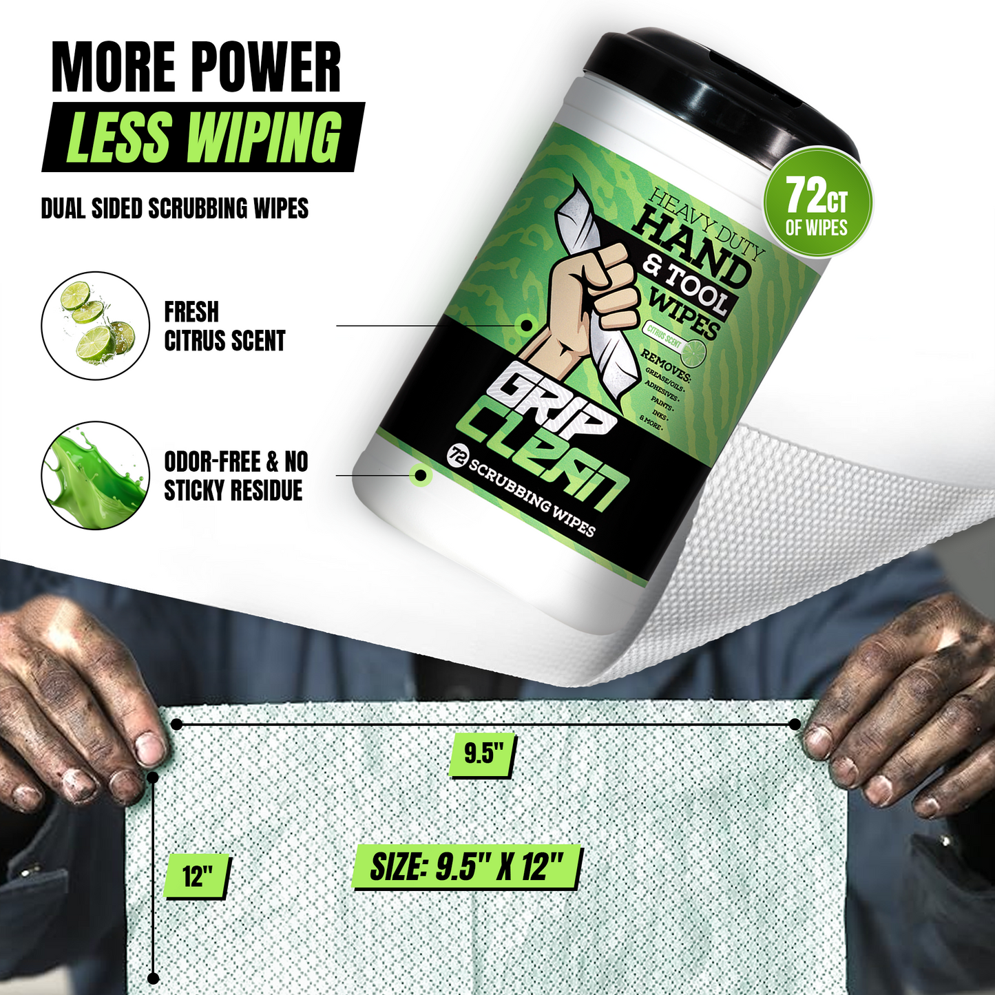 Grip Clean Hand and Tool Wipes