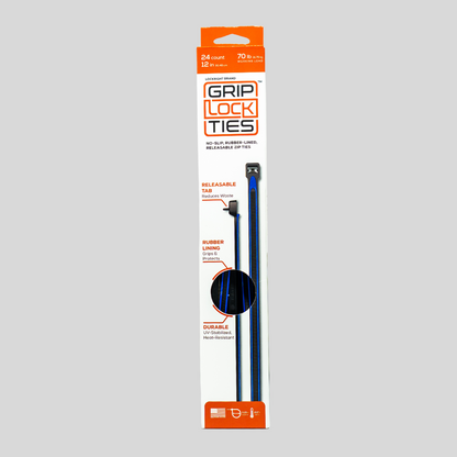 GripLockTies® 12" Rubber-Lined, Reusable Cable Ties - 24 Count