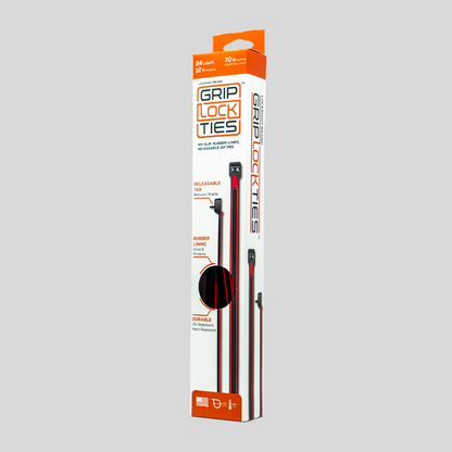 GripLockTies® 12" Rubber-Lined, Reusable Cable Ties - 24 Count