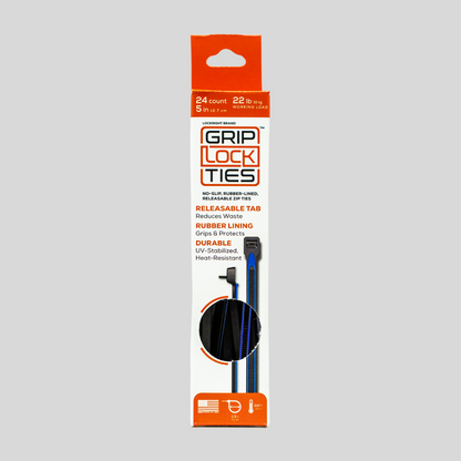GripLockTies® 5" Rubber-Lined, Reusable Cable Ties - 24 Count