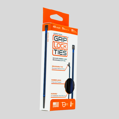 GripLockTies® 5" Rubber-Lined, Reusable Cable Ties - 48 Count
