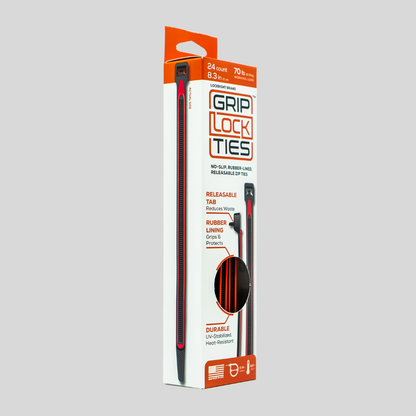 GripLockTies® 8" Rubber-Lined, Reusable Cable Ties - 24 Count