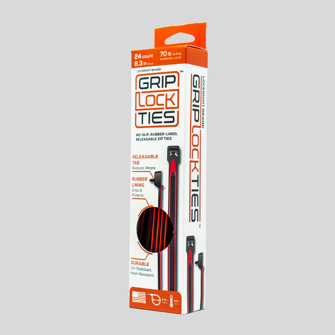 GripLockTies® 8" Rubber-Lined, Reusable Cable Ties - 24 Count